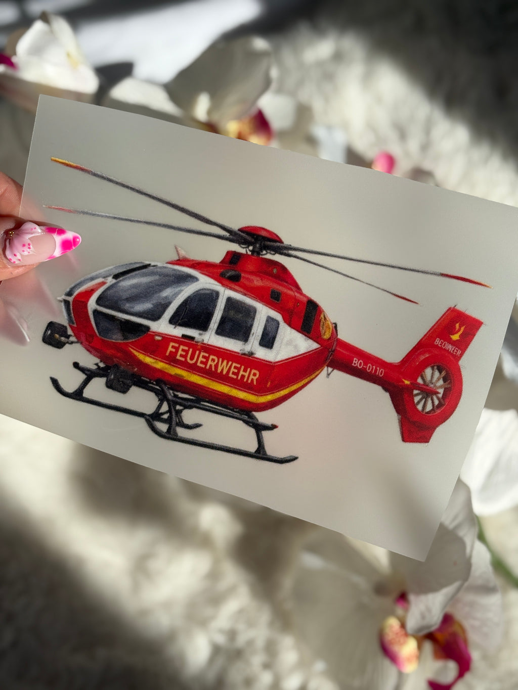Feuerwehr Hubschrauber Bügelbild