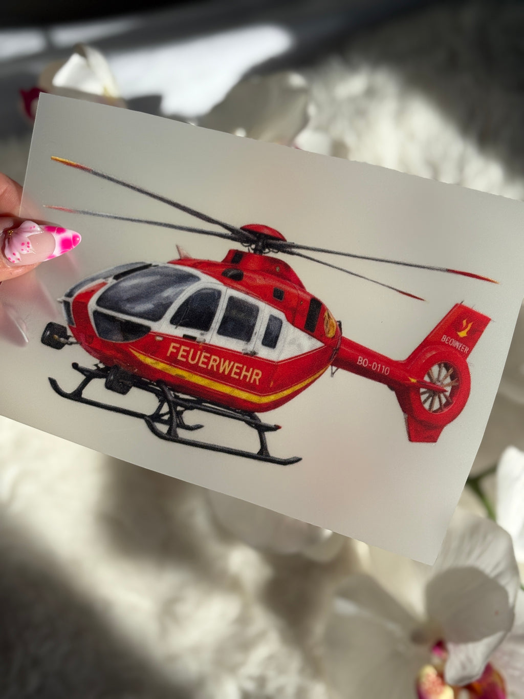 Feuerwehr Hubschrauber Bügelbild