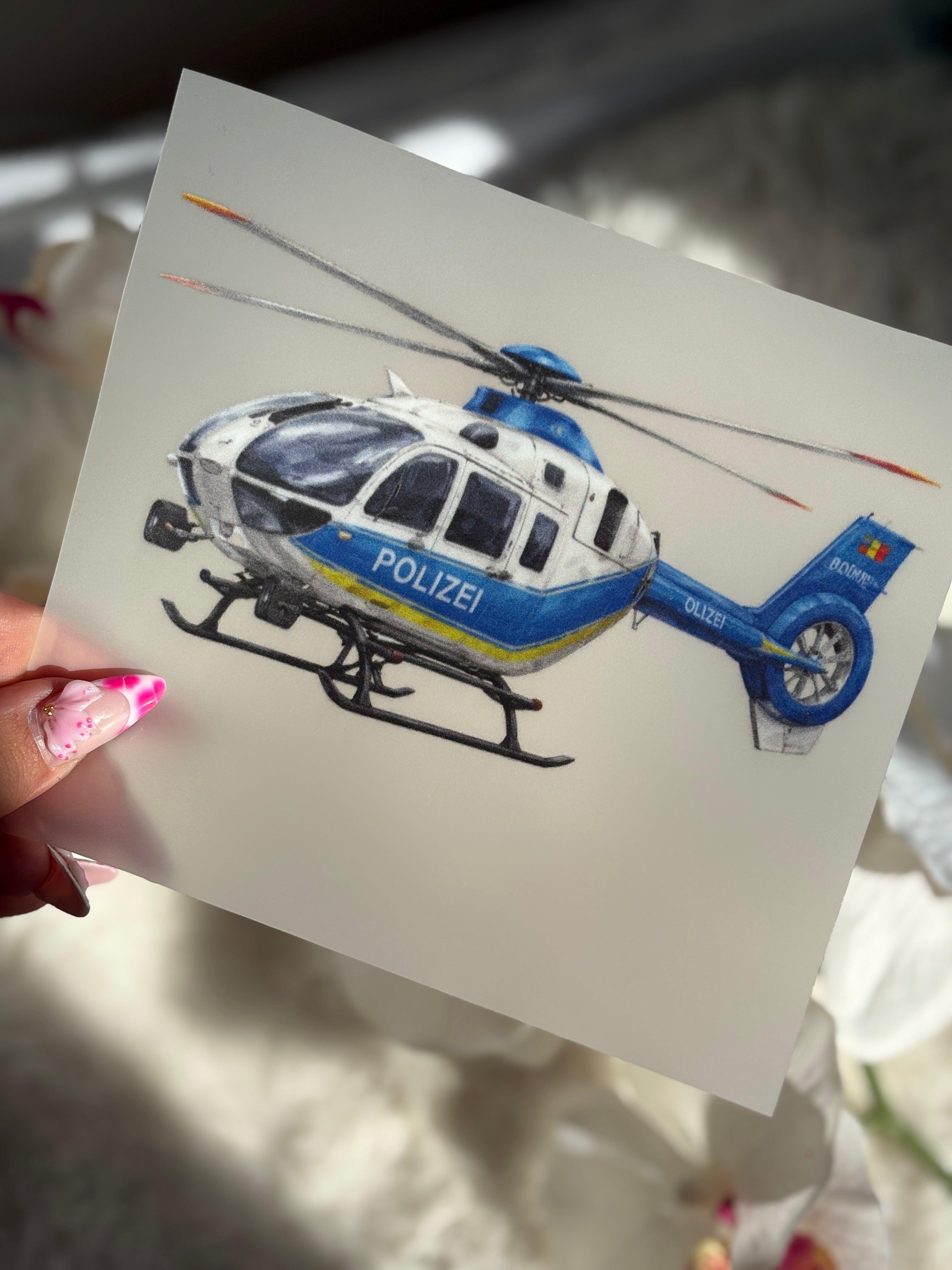 Polizei Hubschrauber Bügelbild
